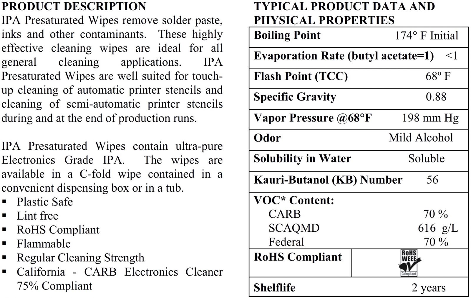 מטליות IPA לניקוי לכרטיסים אלקטרוניים CHEMTRONICS SIP100E